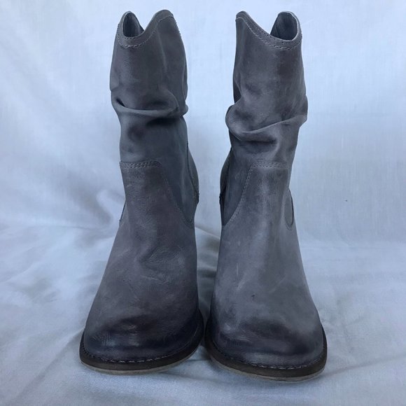 MIA Limited Edition Gray Slouchy Heeled Ankle Relaxed Festival Boot - Picture 2 of 9